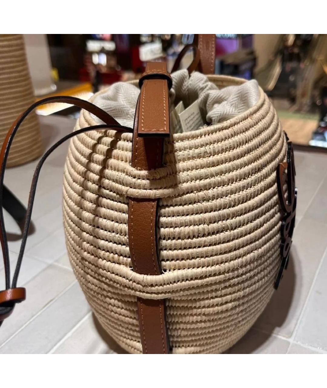 LOEWE Бежевая пелетеная сумка через плечо, фото 4