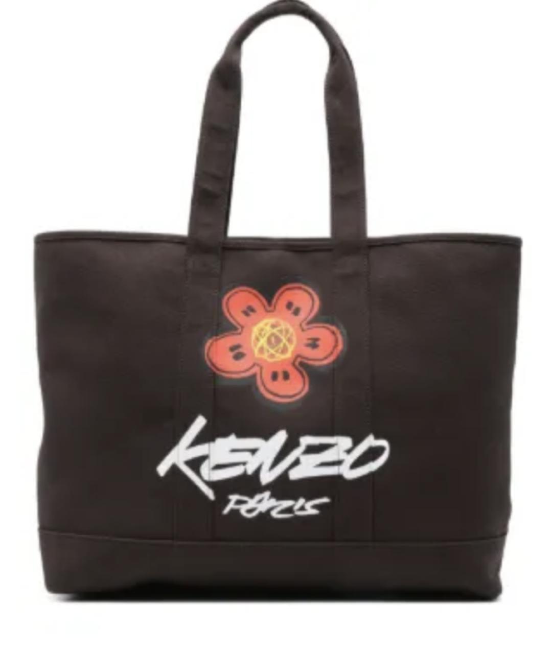 KENZO Коричневая хлопковая сумка тоут, фото 1