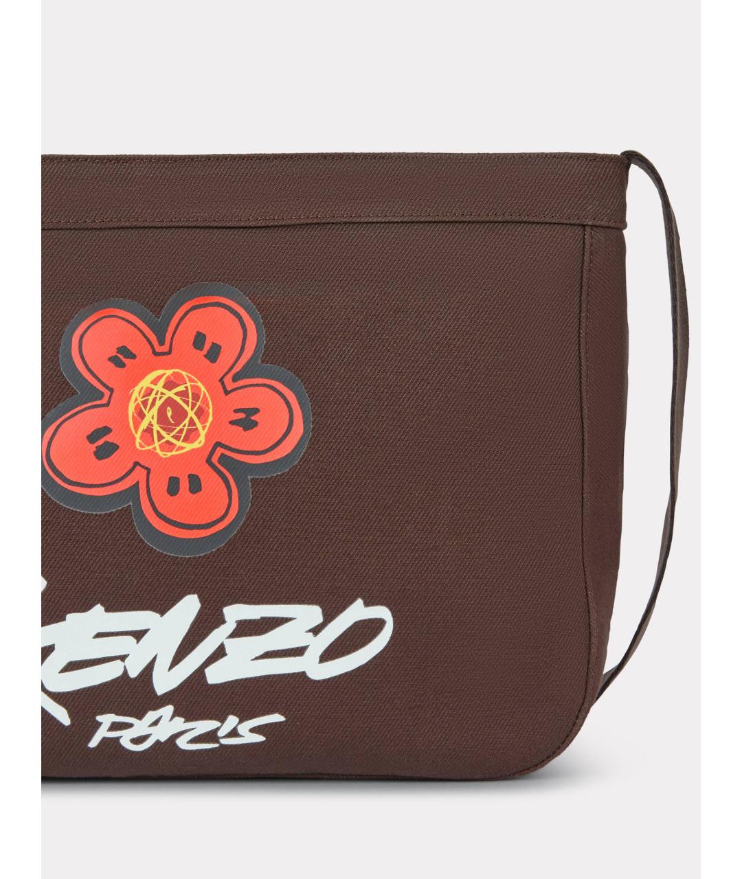 KENZO Коричневая хлопковая сумка на плечо, фото 4