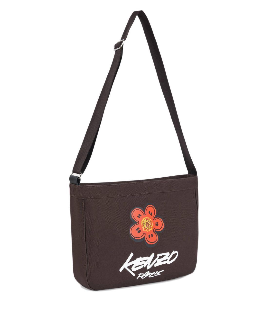 KENZO Коричневая хлопковая сумка на плечо, фото 2