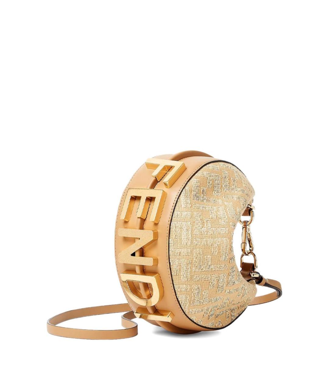 FENDI Бежевая жаккардовая сумка через плечо, фото 3