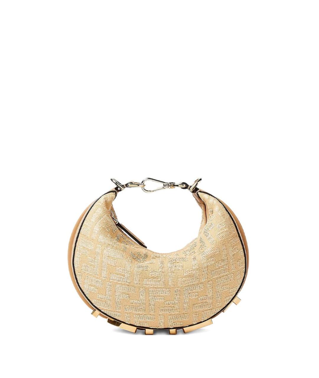 FENDI Бежевая жаккардовая сумка через плечо, фото 1