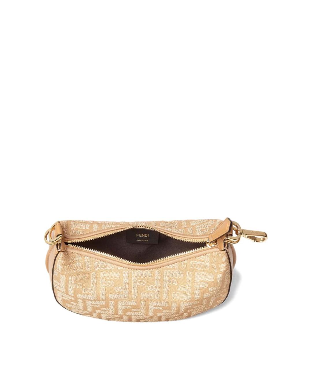 FENDI Бежевая жаккардовая сумка через плечо, фото 4