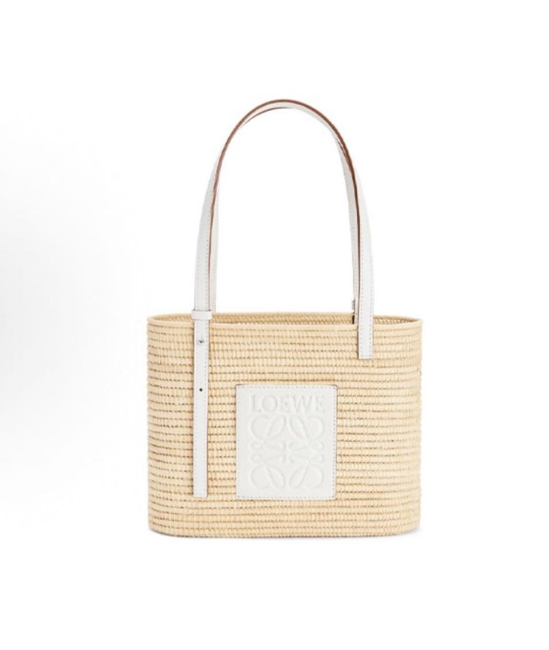 LOEWE Бежевая пелетеная пляжная сумка, фото 4