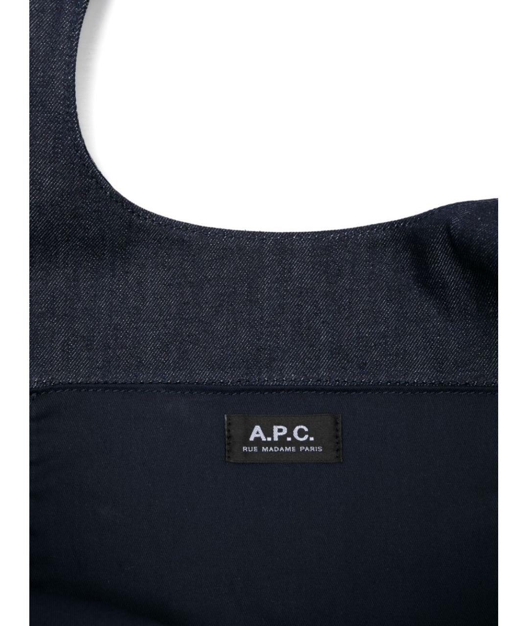 A.P.C. Темно-синяя деним сумка тоут, фото 5