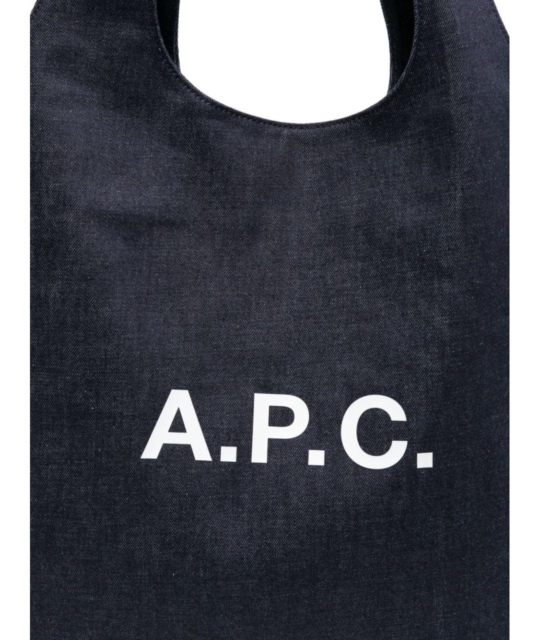 A.P.C. Темно-синяя деним сумка тоут, фото 4