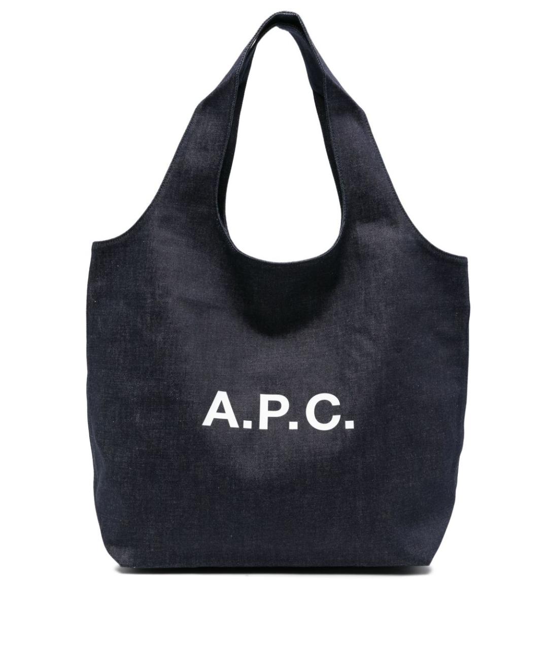 A.P.C. Темно-синяя деним сумка тоут, фото 1