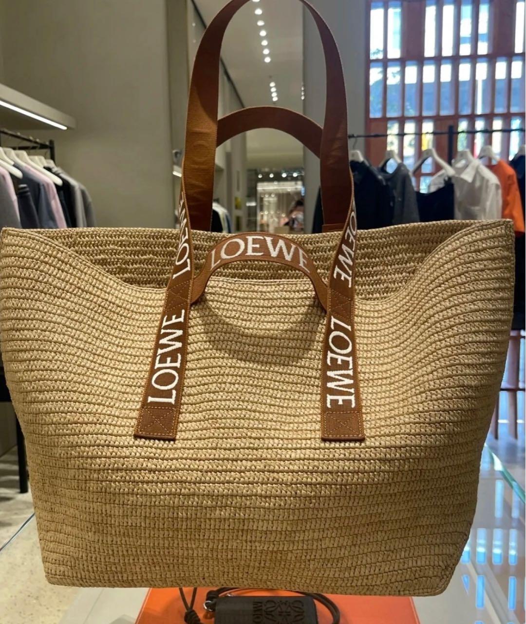 LOEWE Бежевая пелетеная пляжная сумка, фото 4