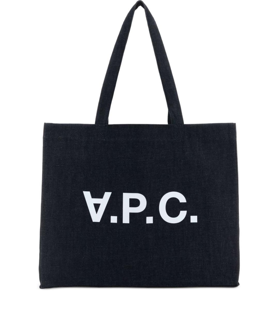 A.P.C. Темно-синяя деним сумка тоут, фото 1