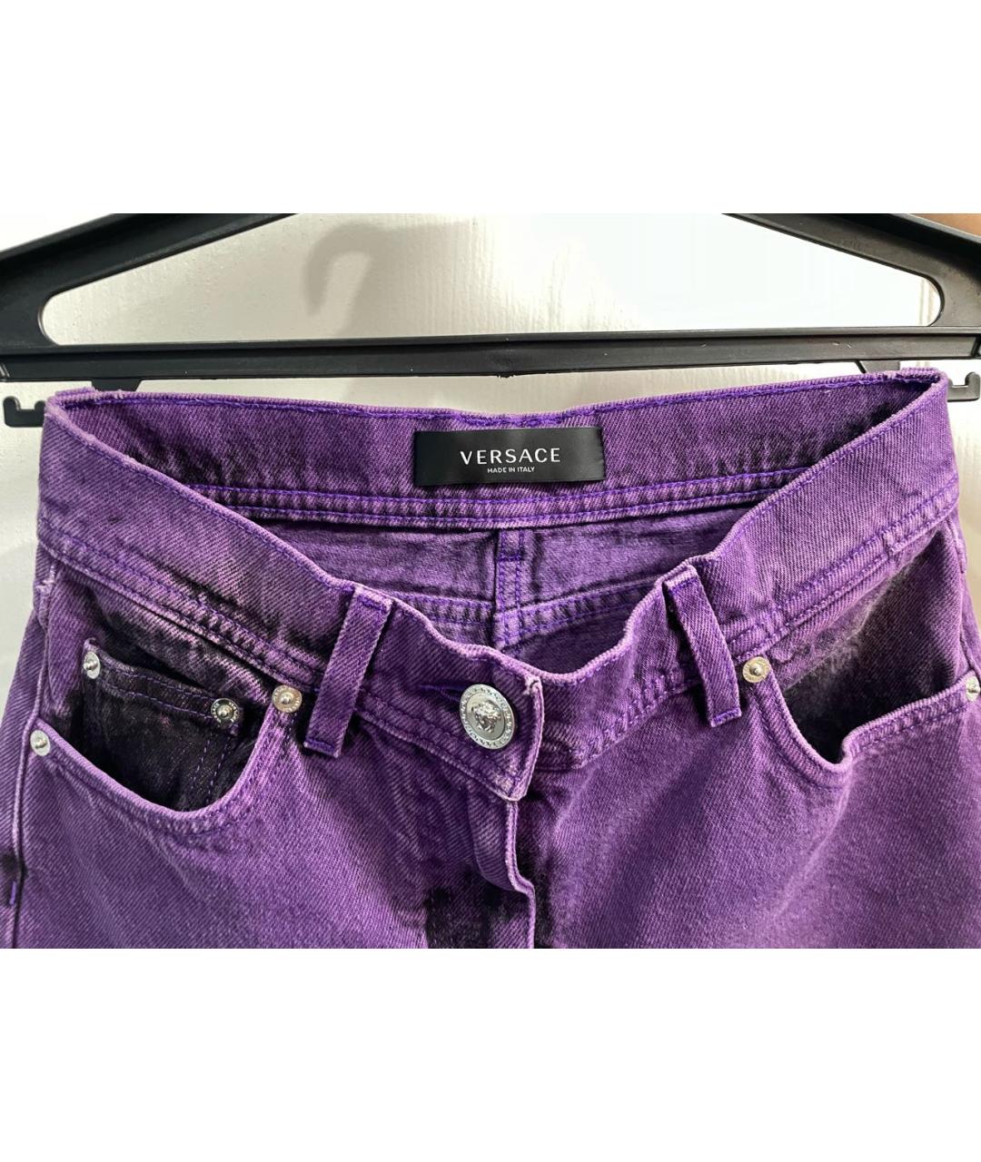 VERSACE Фиолетовые хлопковые прямые джинсы, фото 3
