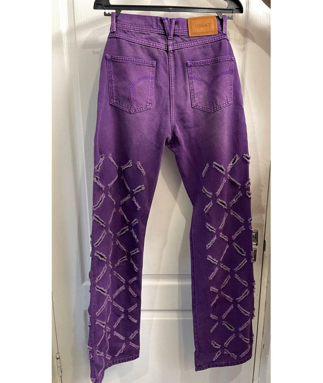 VERSACE Фиолетовые хлопковые прямые джинсы, фото 2