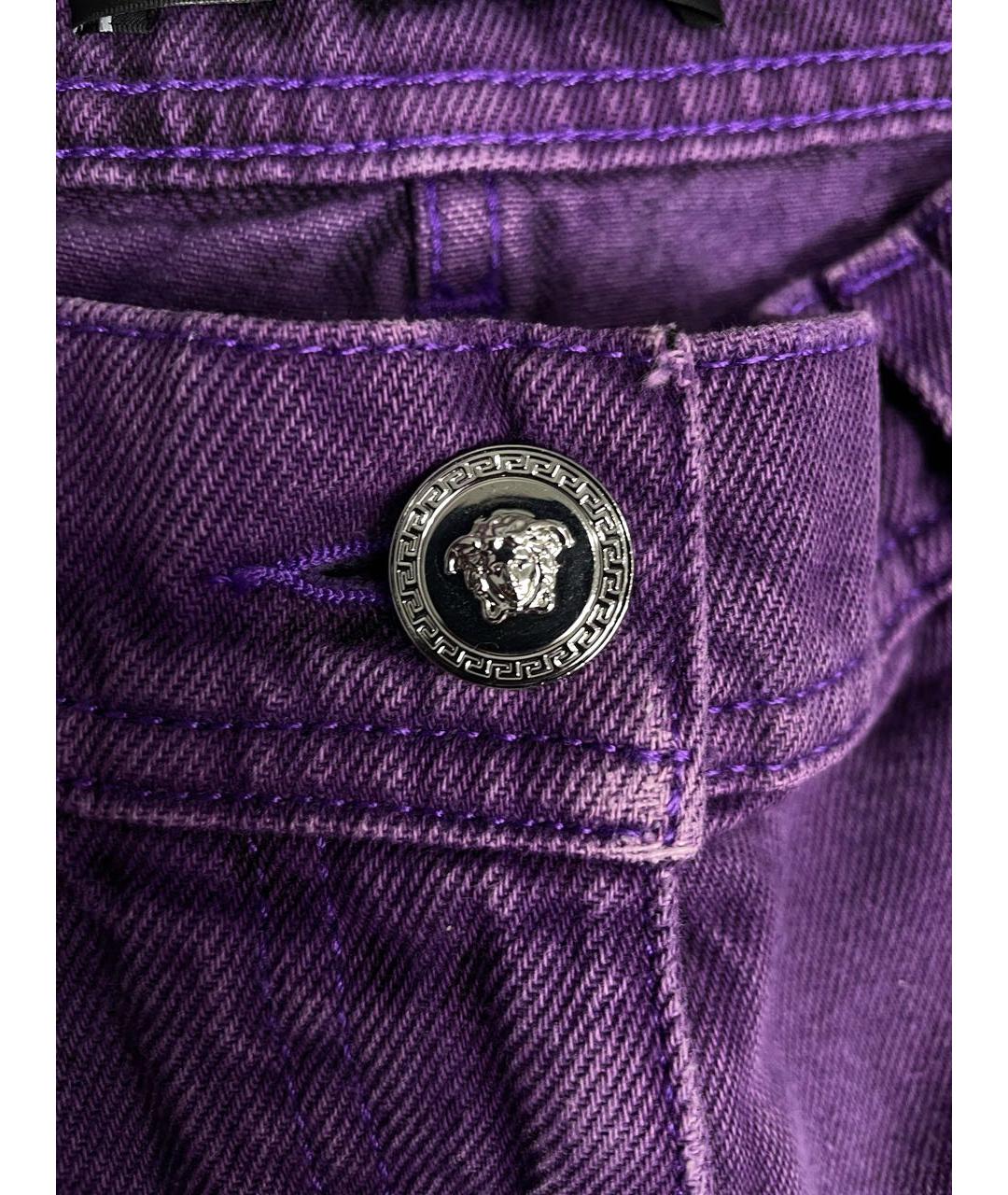 VERSACE Фиолетовые хлопковые прямые джинсы, фото 5