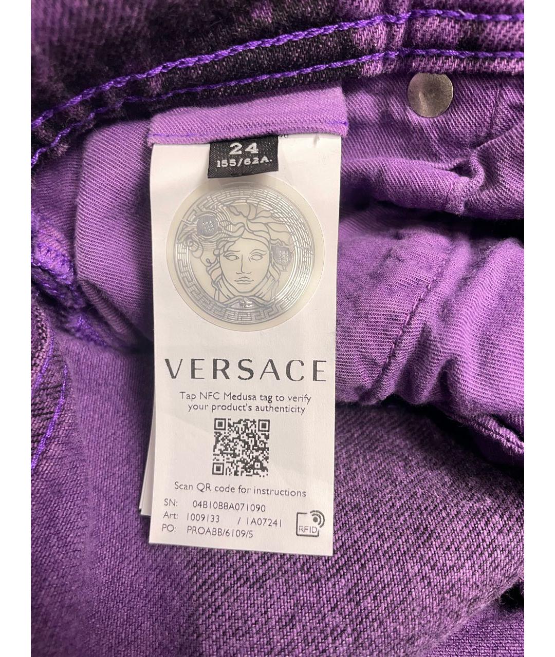 VERSACE Фиолетовые хлопковые прямые джинсы, фото 7