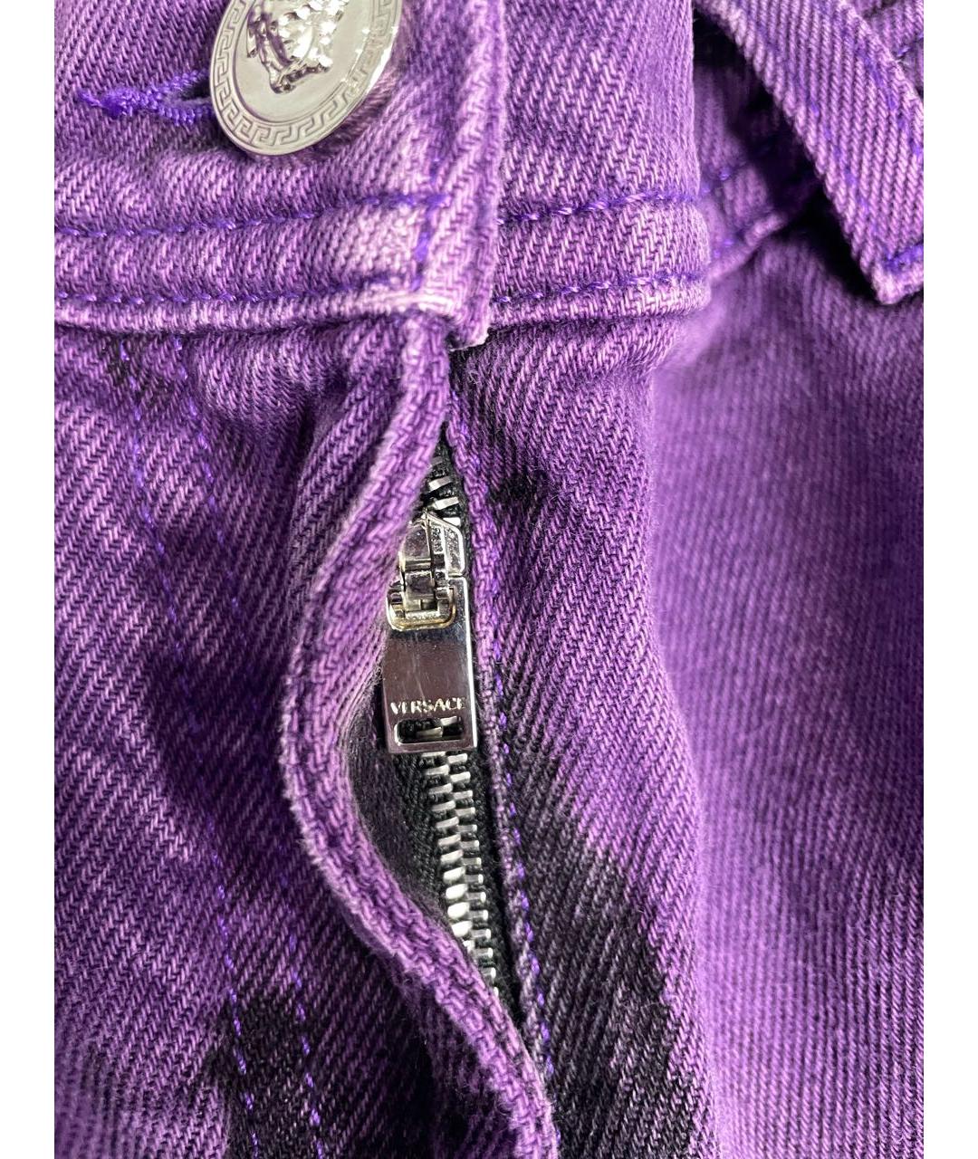 VERSACE Фиолетовые хлопковые прямые джинсы, фото 6