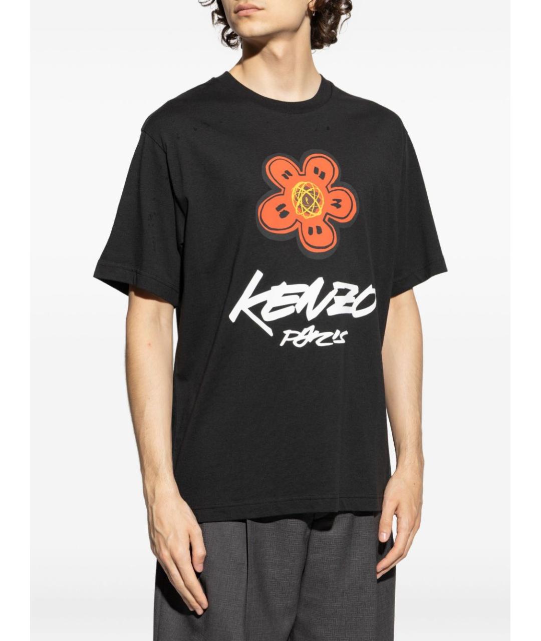 KENZO Черная хлопковая футболка, фото 3