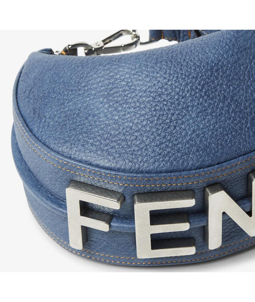FENDI Синяя кожаная сумка через плечо, фото 4