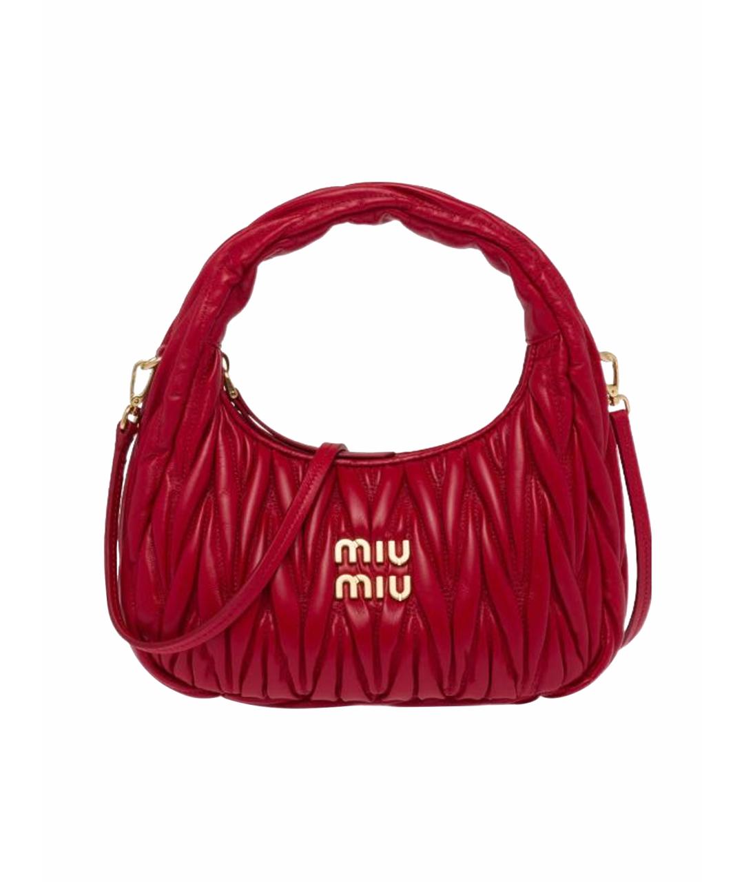 MIU MIU Красная кожаная сумка с короткими ручками, фото 1