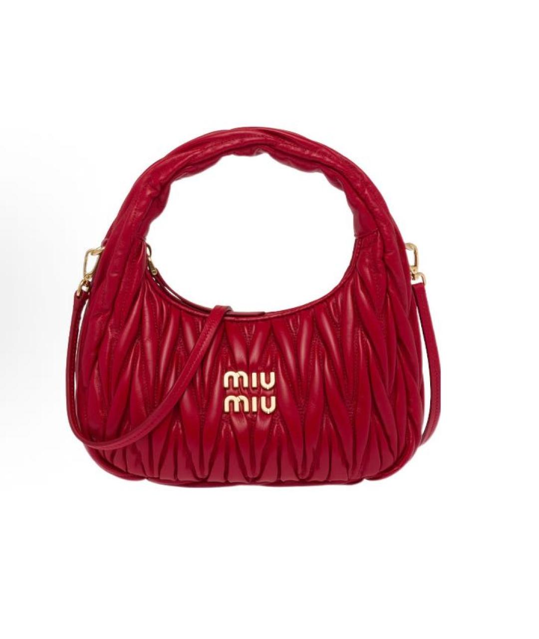 MIU MIU Красная кожаная сумка с короткими ручками, фото 5