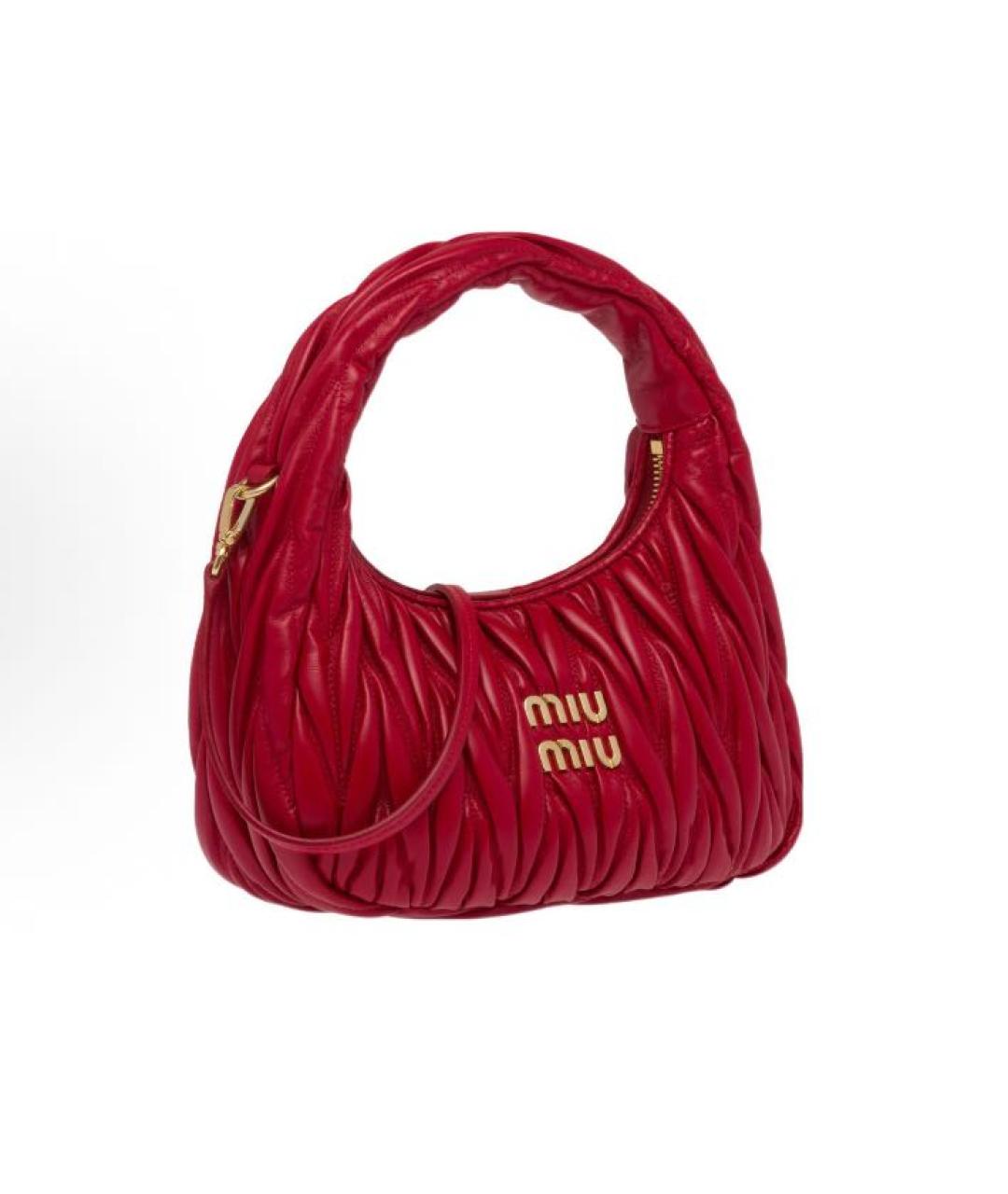 MIU MIU Красная кожаная сумка с короткими ручками, фото 2