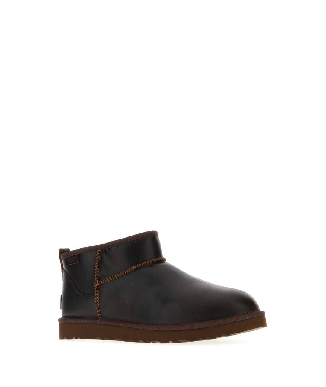 UGG AUSTRALIA Коричневые кожаные низкие ботинки, фото 2