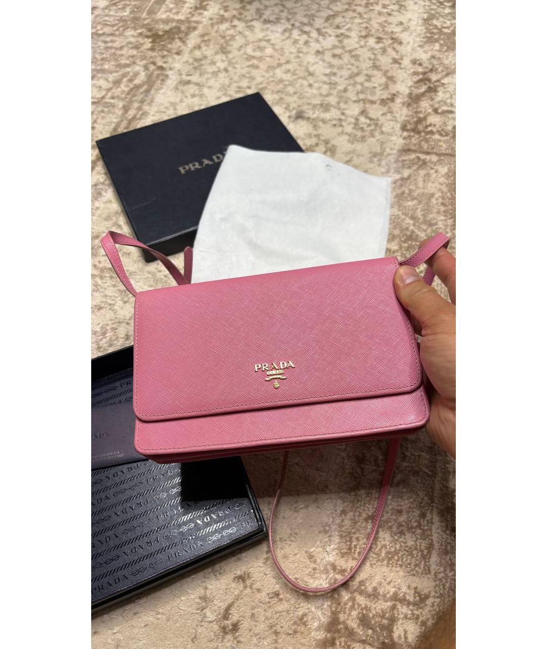 PRADA Розовая кожаная сумка через плечо, фото 10