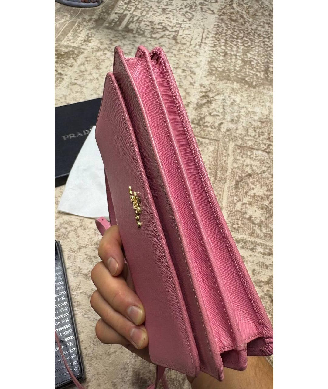 PRADA Розовая кожаная сумка через плечо, фото 9