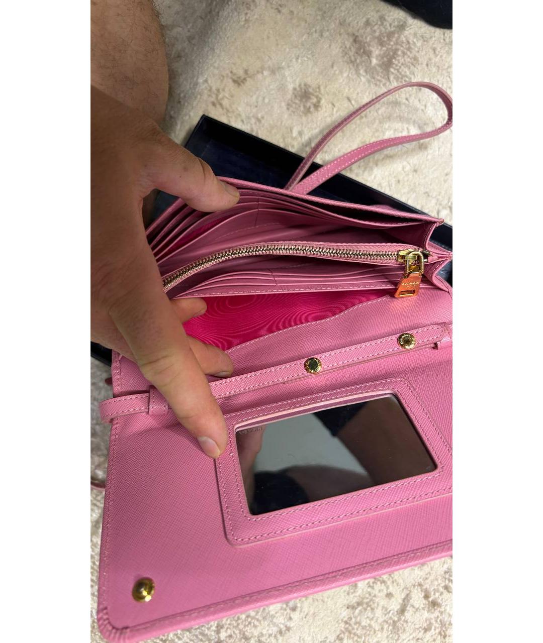 PRADA Розовая кожаная сумка через плечо, фото 8