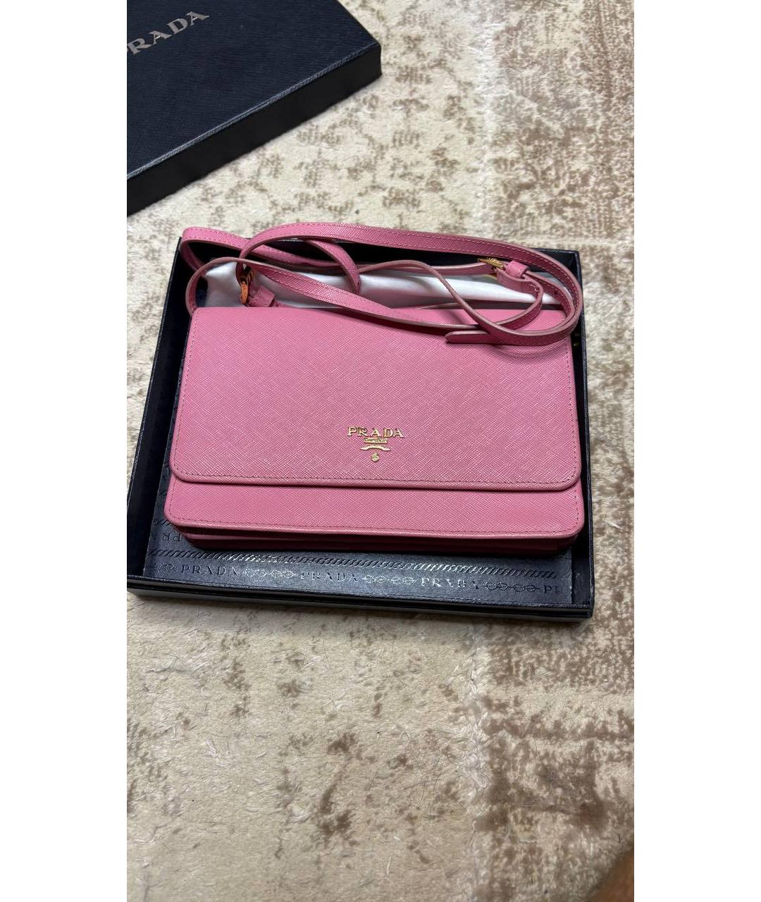 PRADA Розовая кожаная сумка через плечо, фото 3