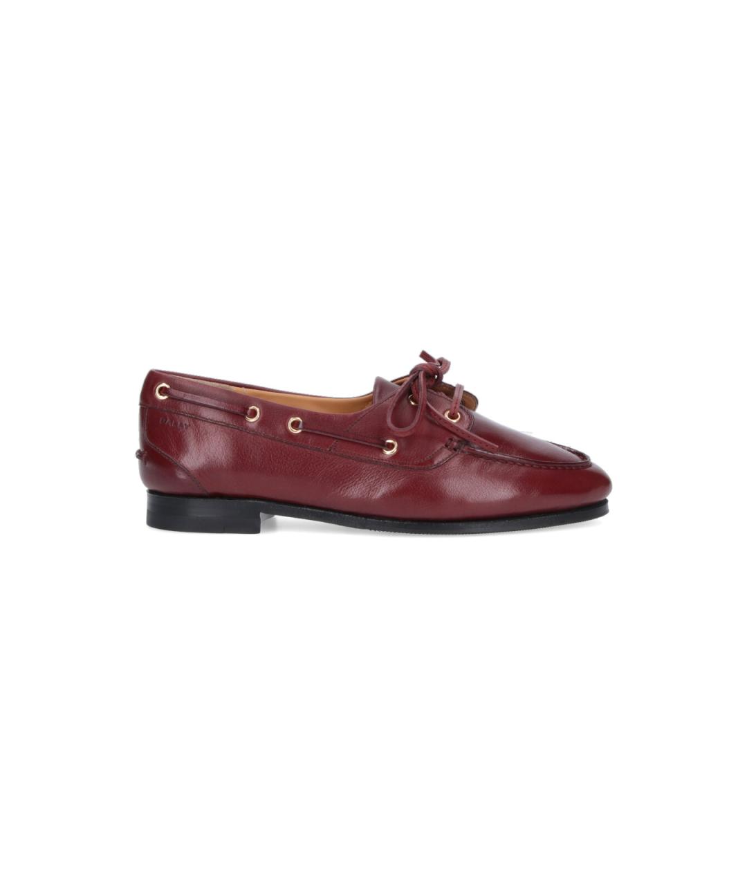 BALLY Бордовые кожаные лоферы, фото 1