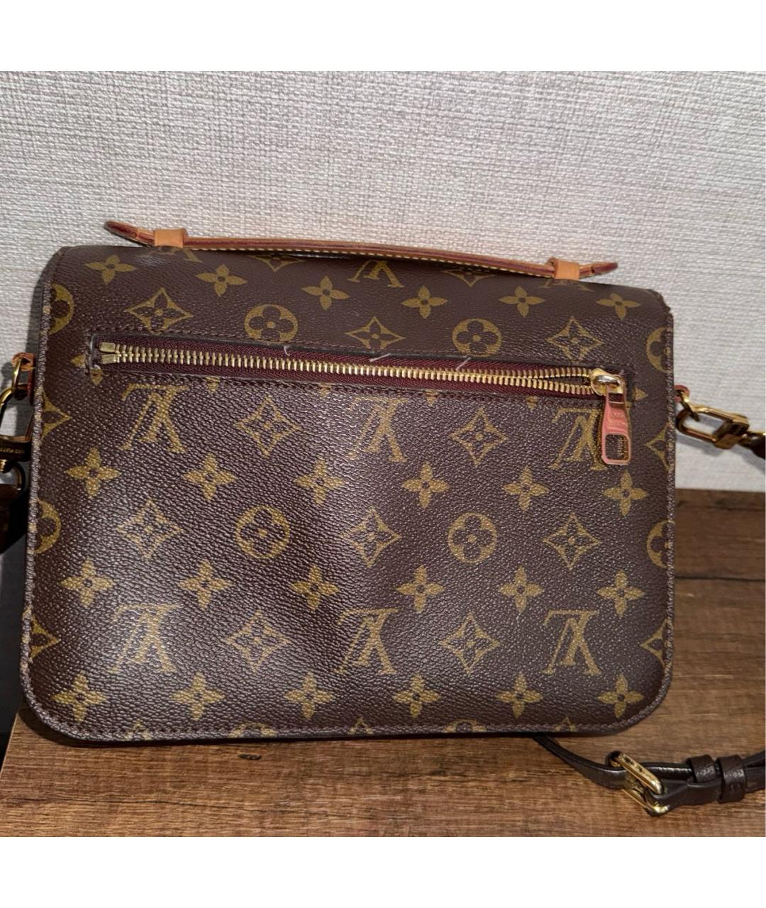 LOUIS VUITTON Коричневая кожаная сумка через плечо, фото 3