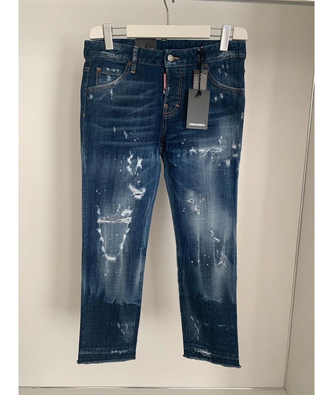 DSQUARED2 Темно-синие хлопковые прямые джинсы, фото 5