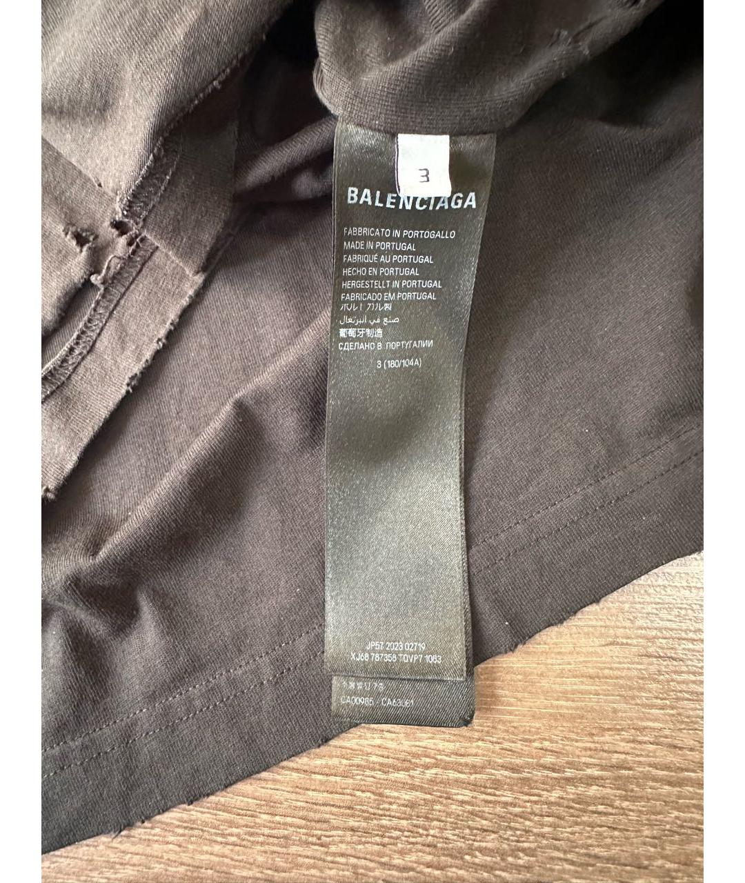BALENCIAGA Черная хлопковая футболка, фото 9