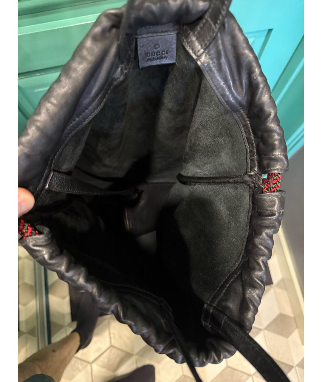 GUCCI Черный кожаный рюкзак, фото 5