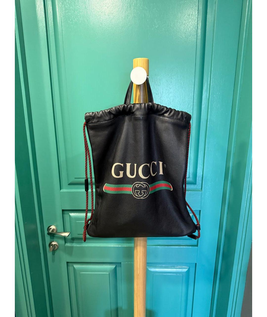 GUCCI Черный кожаный рюкзак, фото 2