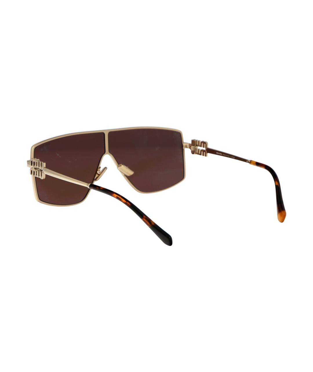 MIU MIU Золотые металлические солнцезащитные очки, фото 4