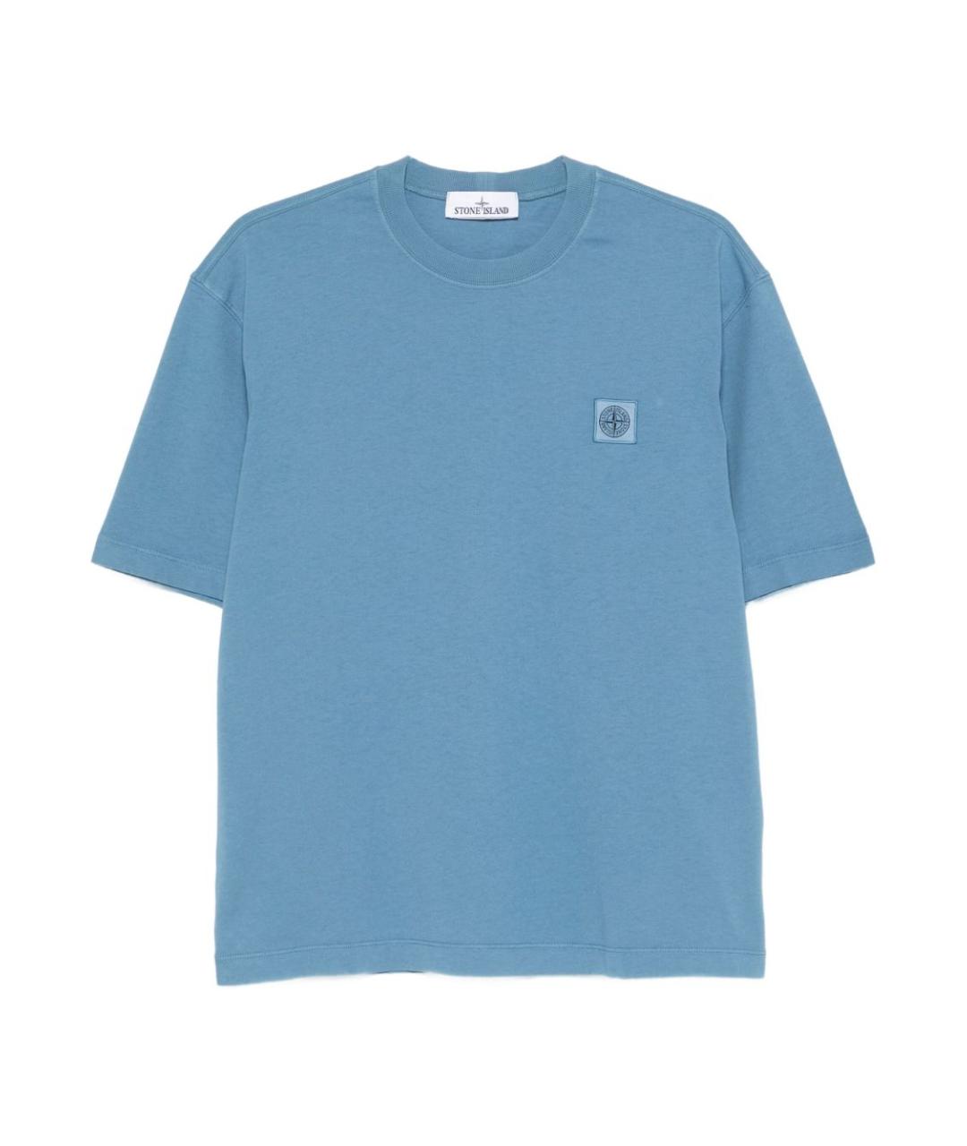 STONE ISLAND Голубая хлопковая футболка, фото 1