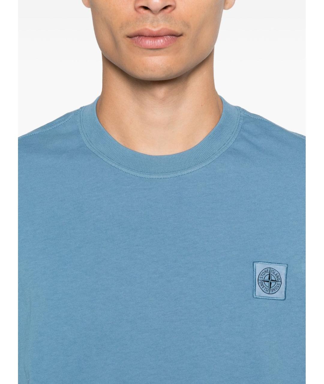 STONE ISLAND Голубая хлопковая футболка, фото 2