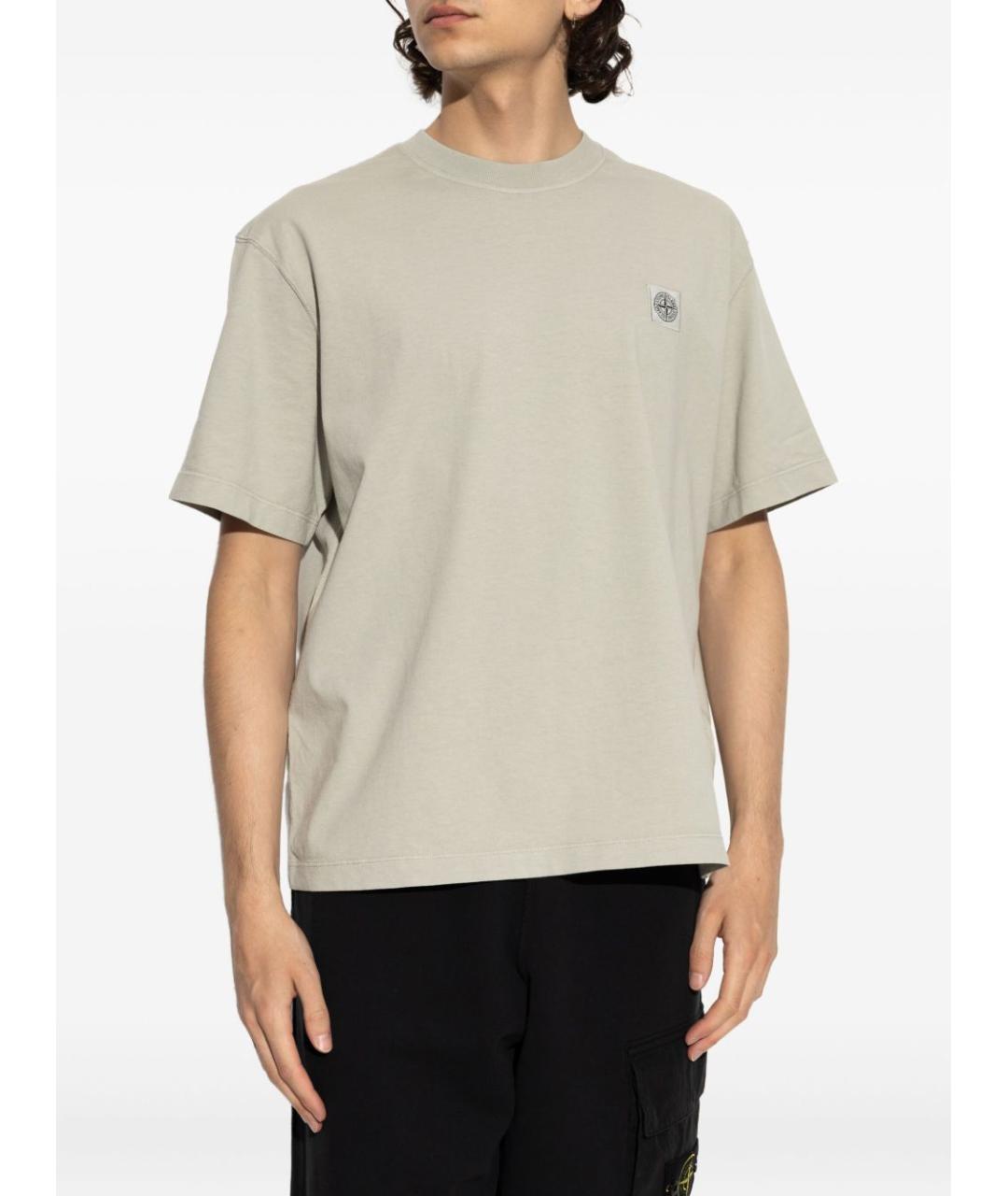 STONE ISLAND Серая хлопковая футболка, фото 5
