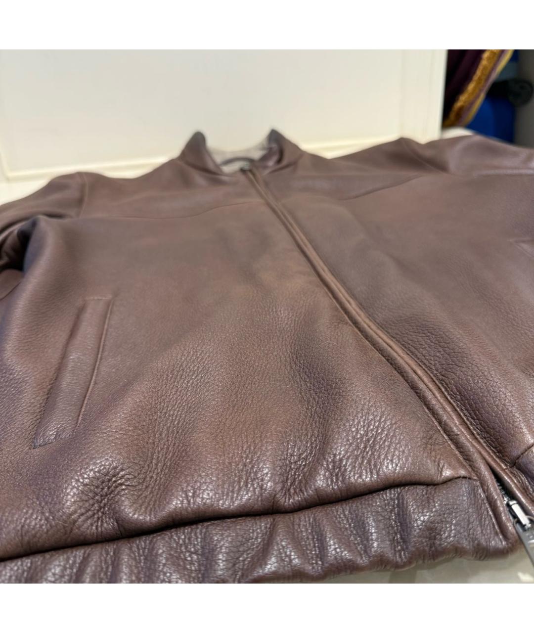 LORO PIANA Коричневая кожаная куртка, фото 4