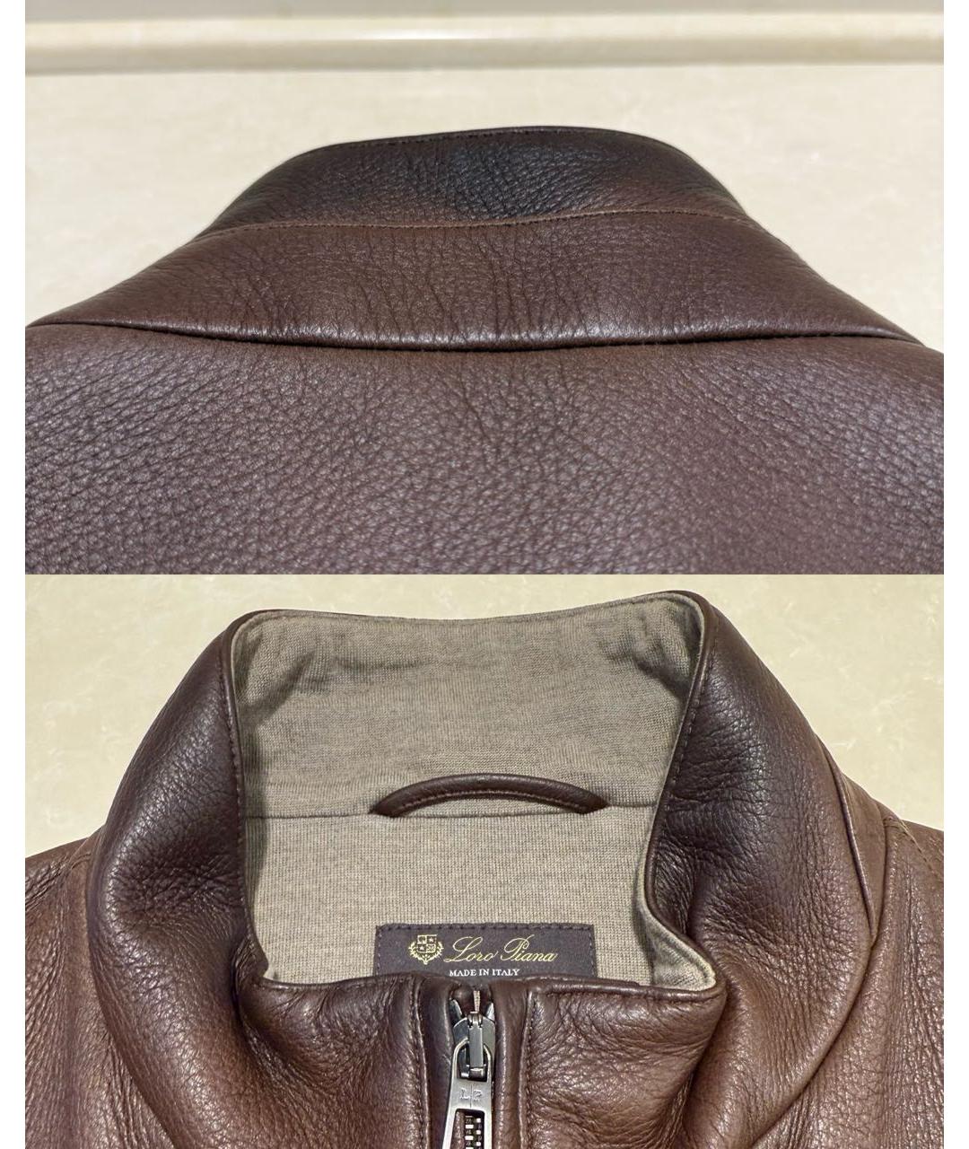 LORO PIANA Коричневая кожаная куртка, фото 7