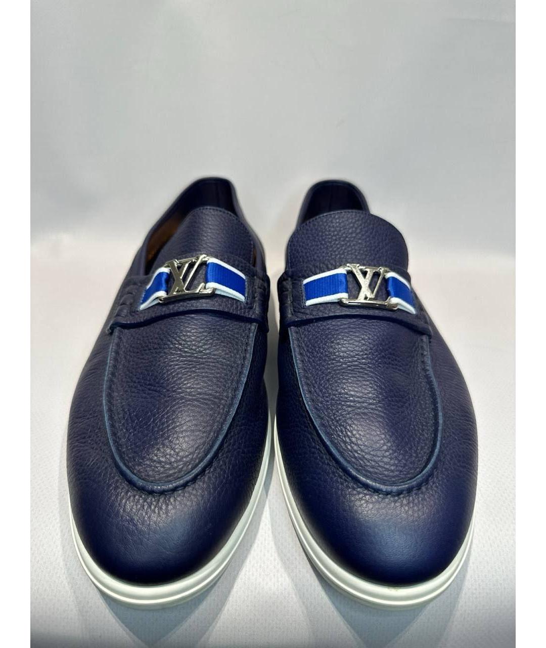 LOUIS VUITTON Темно-синие кожаные лоферы, фото 2