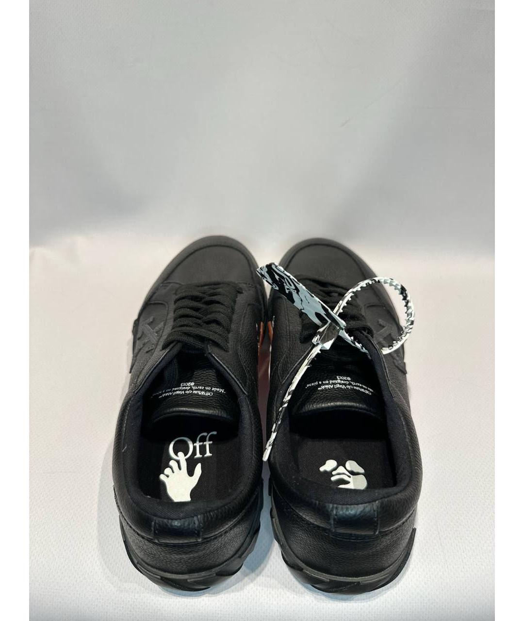 OFF-WHITE Черные кожаные низкие кроссовки / кеды, фото 3