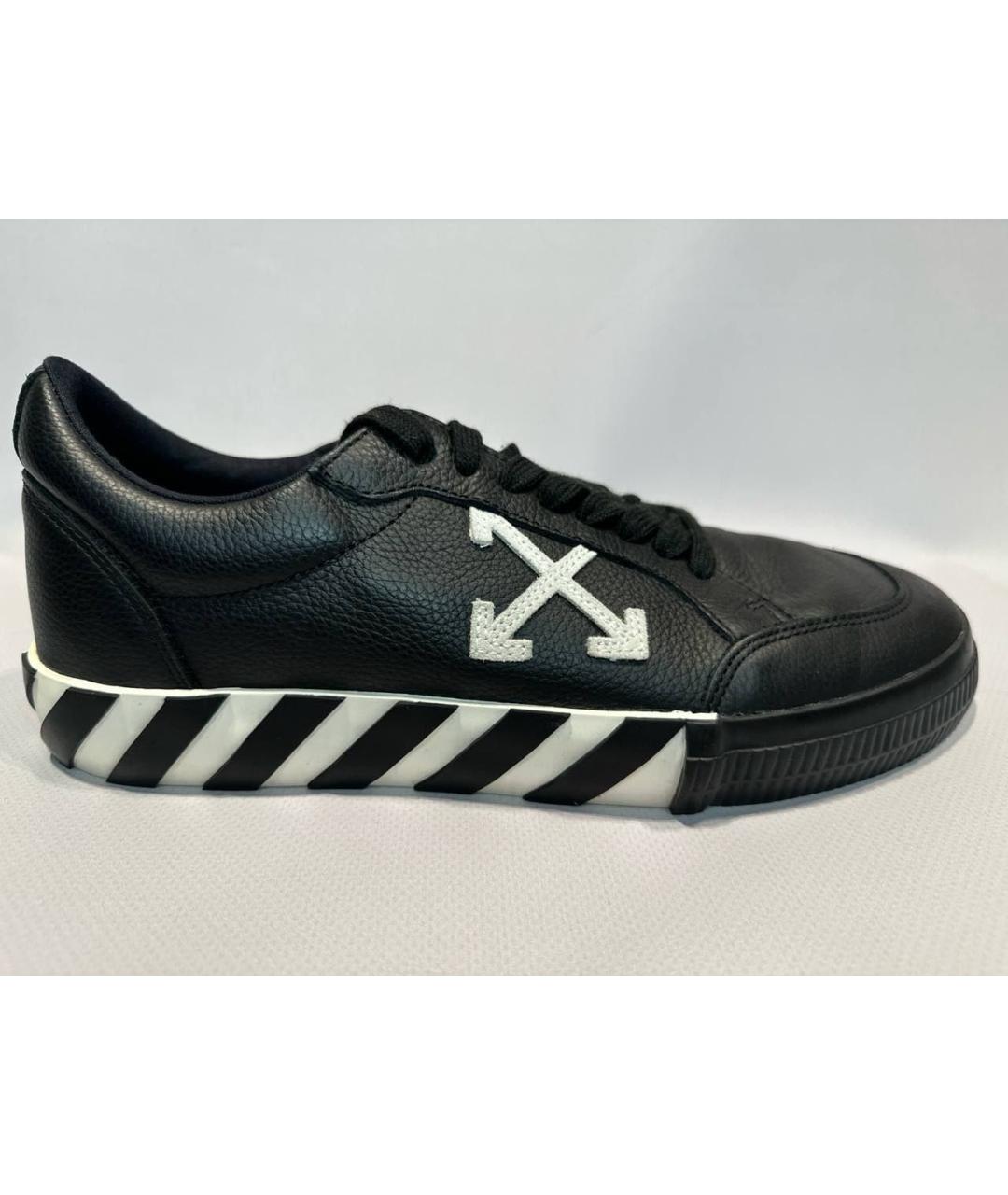 OFF-WHITE Черные кожаные низкие кроссовки / кеды, фото 7