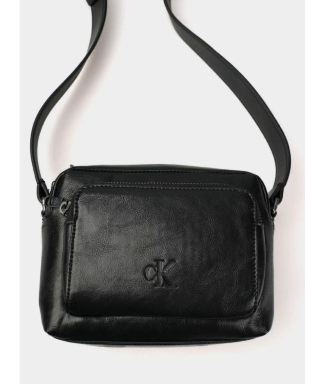 CALVIN KLEIN Черная сумка на плечо из искусственной кожи, фото 4
