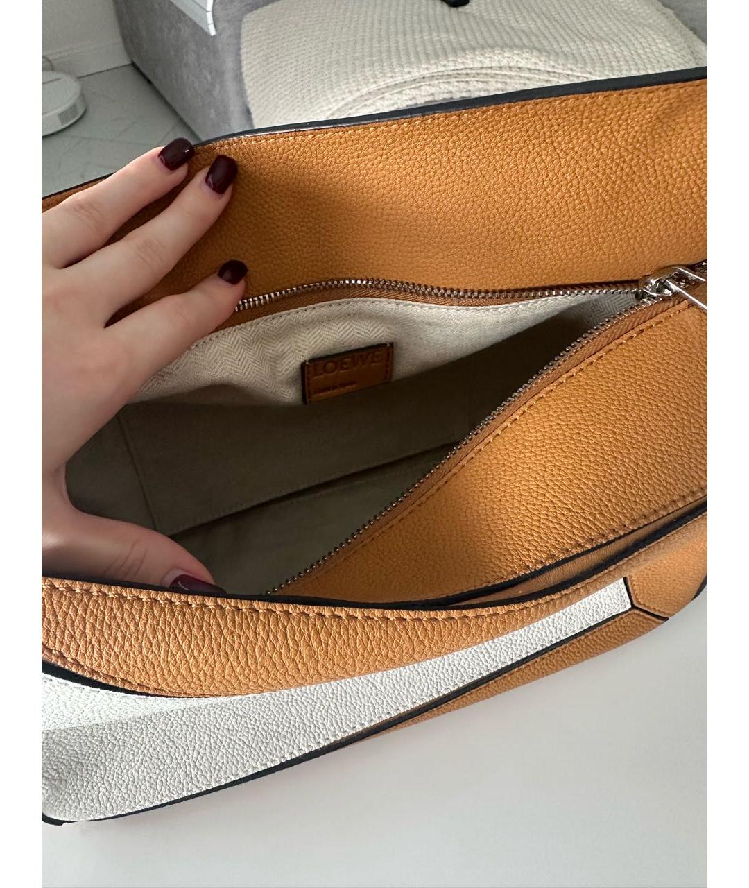 LOEWE Бежевая кожаная сумка через плечо, фото 4