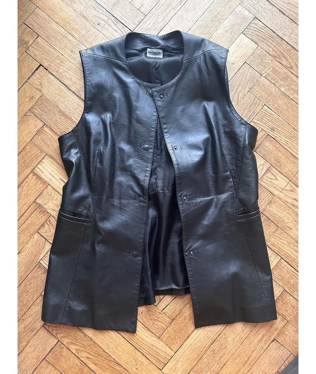 ALBERTA FERRETTI Черный кожаный жилет, фото 4