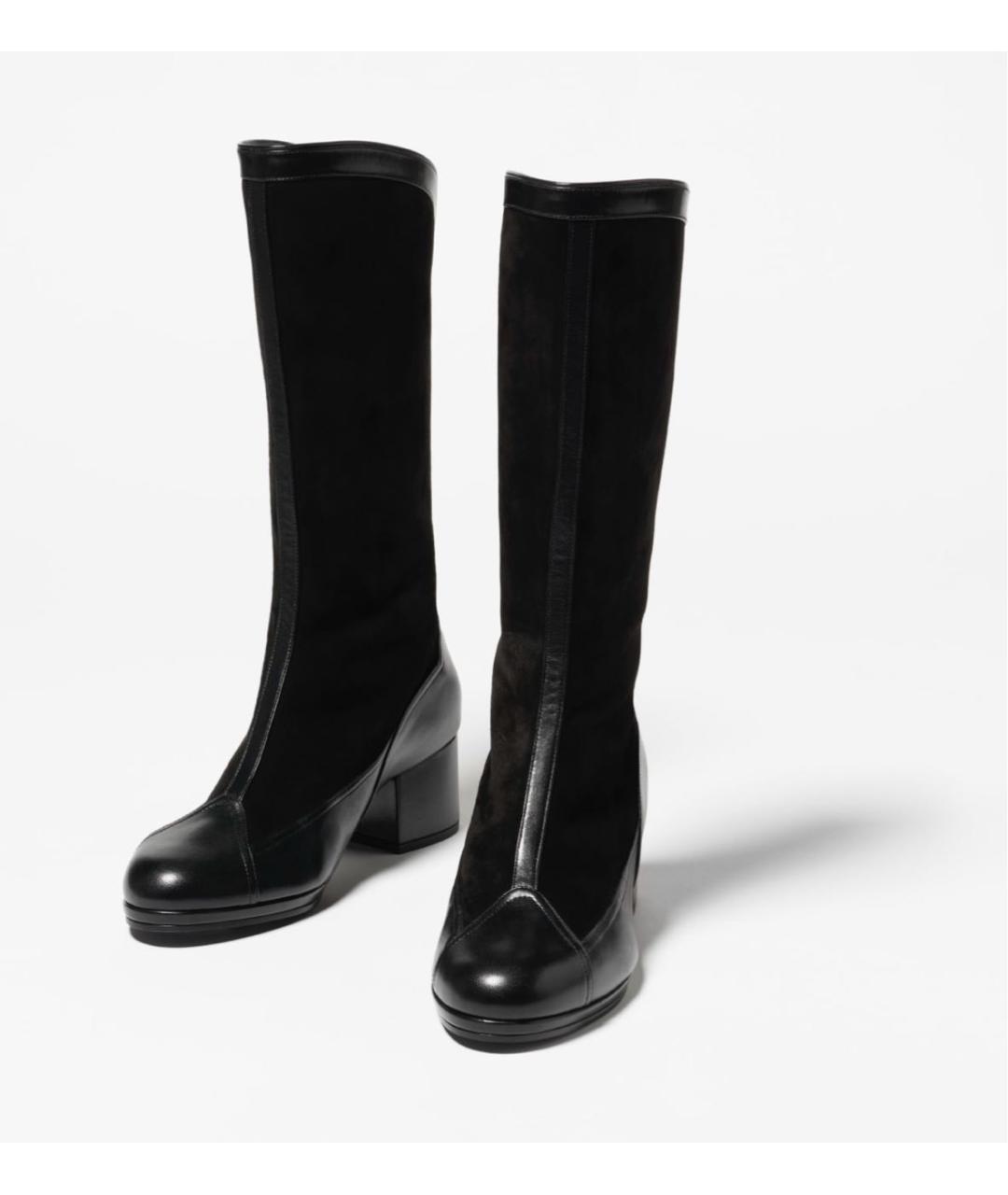CHANEL Черные кожаные сапоги, фото 2