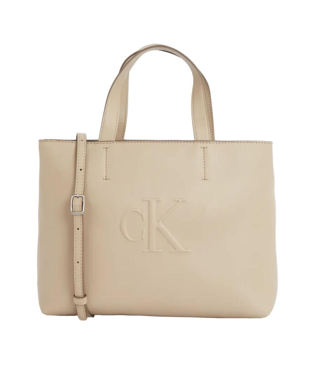 CALVIN KLEIN Бежевая сумка тоут из искусственной кожи, фото 1