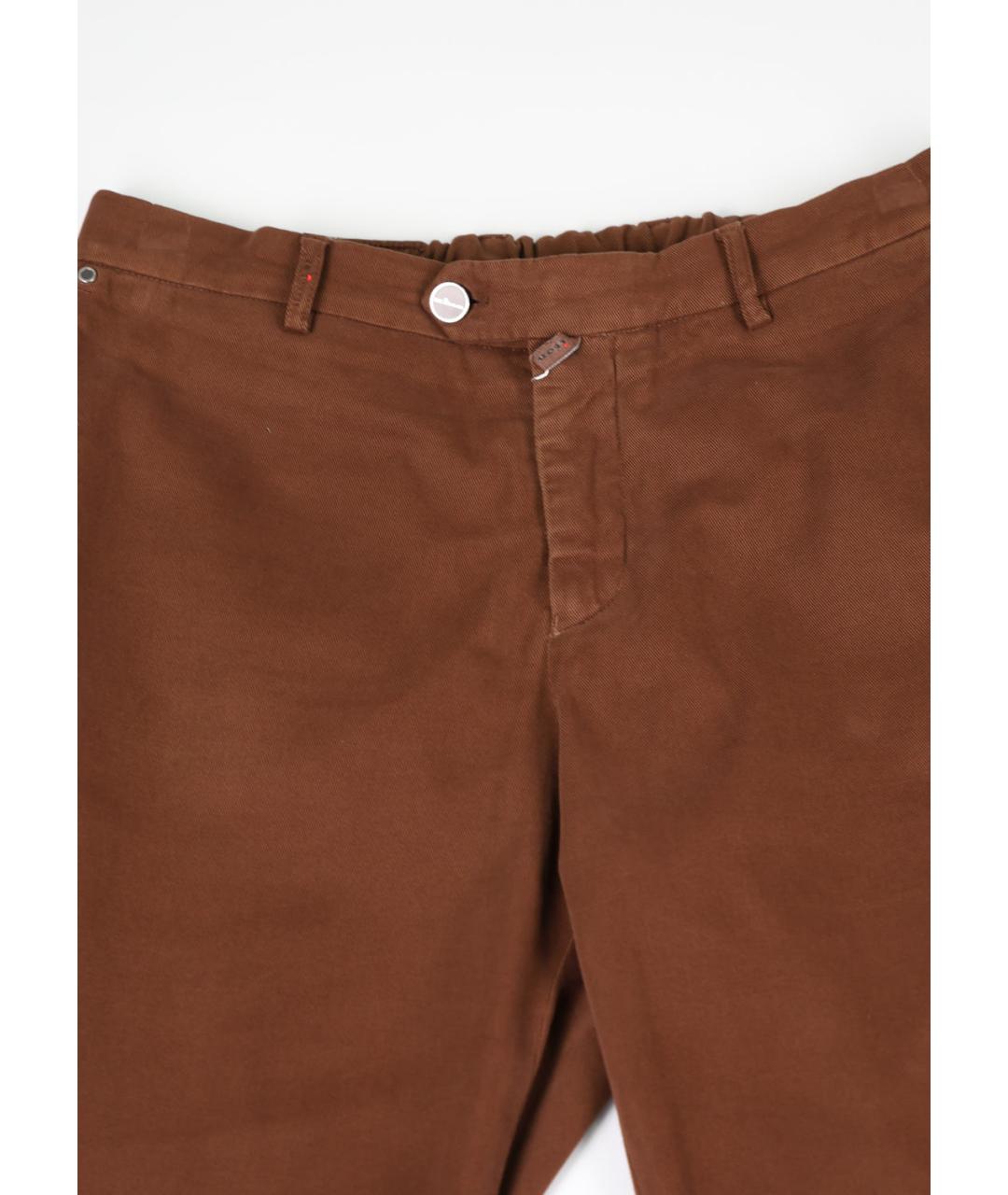 KITON Коричневые хлопковые классические брюки, фото 4