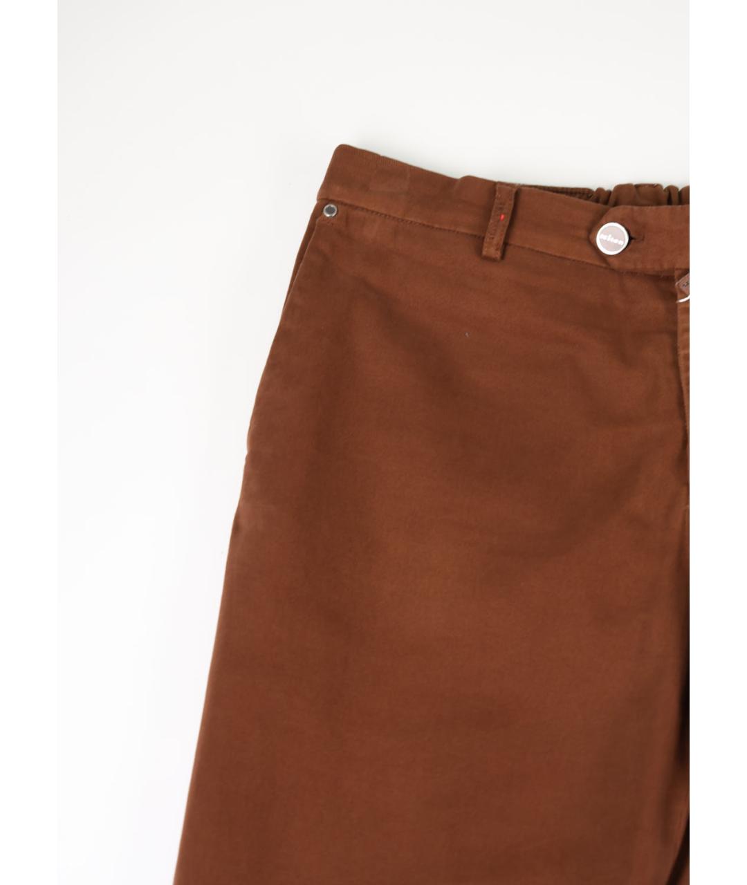 KITON Коричневые хлопковые классические брюки, фото 5